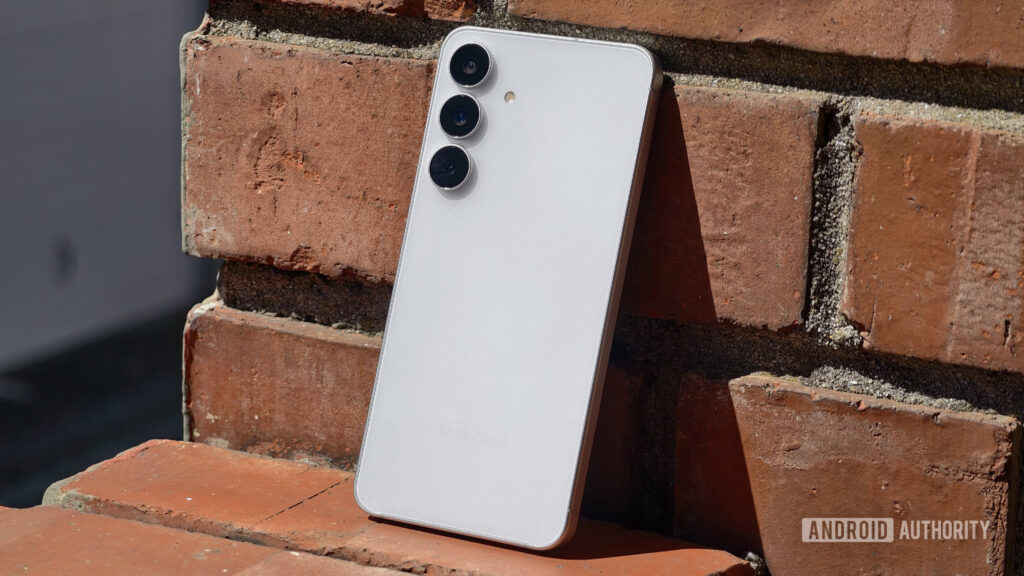 A good upgrade for fans and newcomers Samsung Galaxy S25 FE against wall showing back