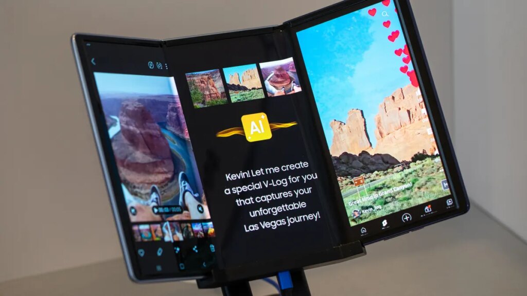 Samsung’s Wild-Looking Tri-Fold Phone Debuts at APEC Summit in South Korea A three-part folding phone screen