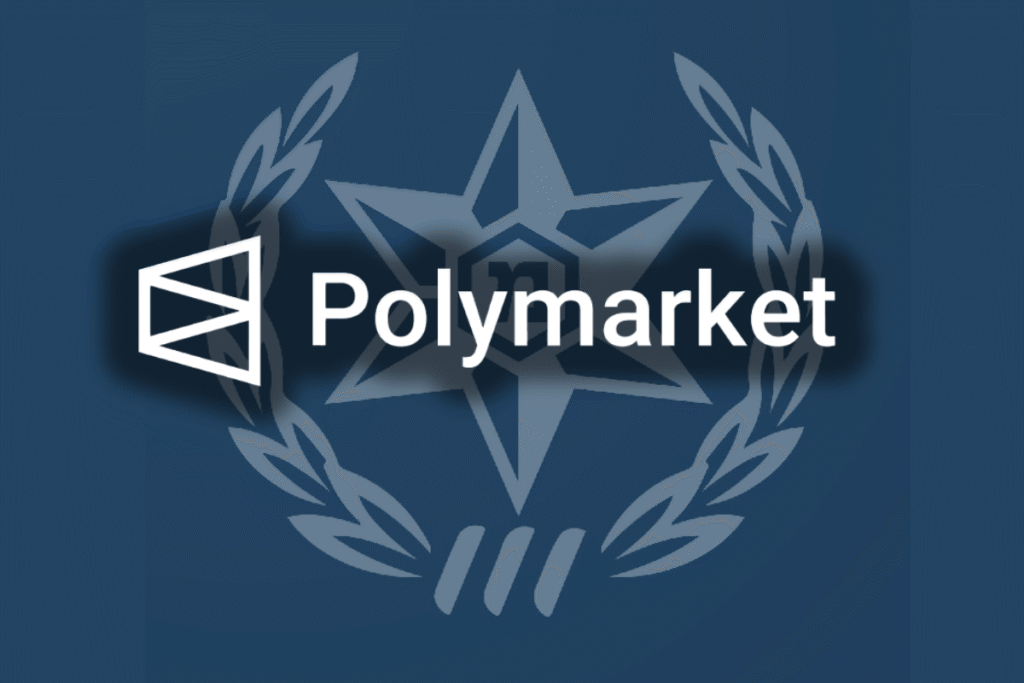Israeli reservist charged in Polymarket case Israeli reservist civilian charged over classified Polymarket betting scheme. Polymarket logo centered over a dark blue background featuring a faint Israeli police-style emblem with a star and laurel wreath.