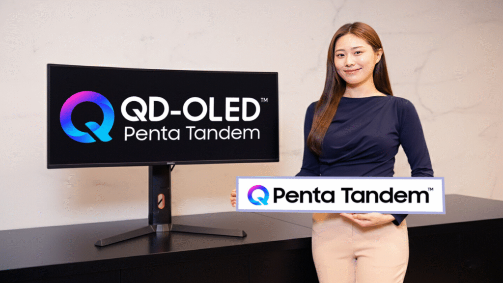 Samsung’s new Penta Tandem OLED tech promises insane brightness and efficiency in 4K and 5K monitors this year Samsung QD-OLED Penta Tandem technology