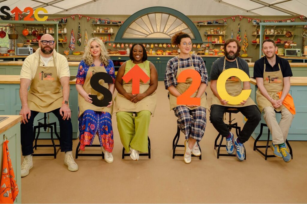How to watch ‘The Great Celebrity Bake Off’ 2026 online — FREE streams, celeb bakers Six of this year's celebrities sat on stools and in the tent in a promotional photo for 'The Great Celebrity Bake Off' 2026.