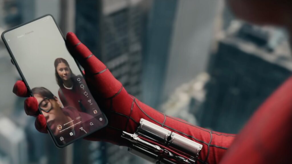 Spider-Man ditches Xperia for a Galaxy Z Flip in Brand New Day, and the internet can’t get over it Spider man using samsung galaxy z flip