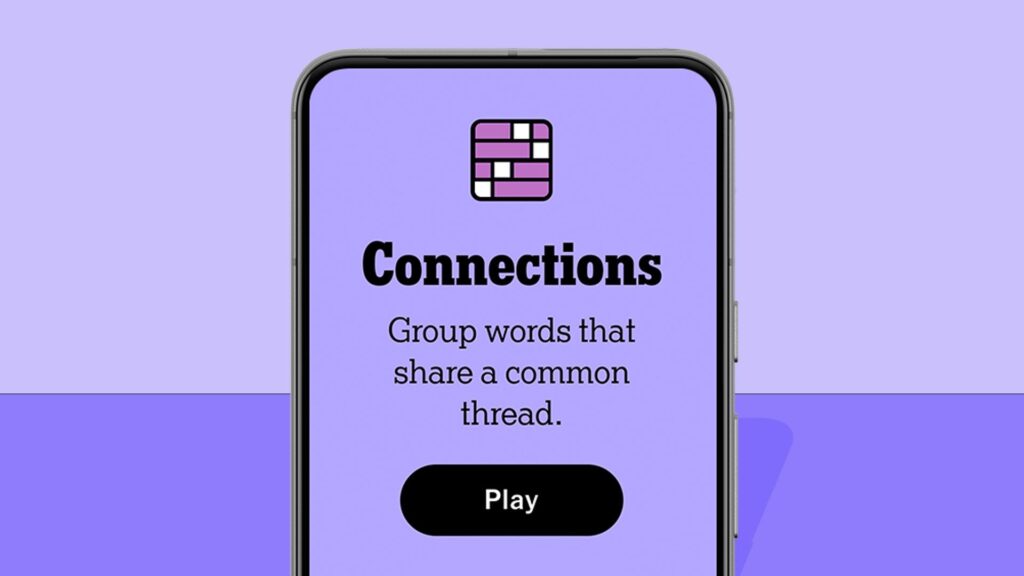 NYT Connections hints and answers for Saturday, April 18 (game #1042) NYT Connections homescreen on a phone, on a purple background