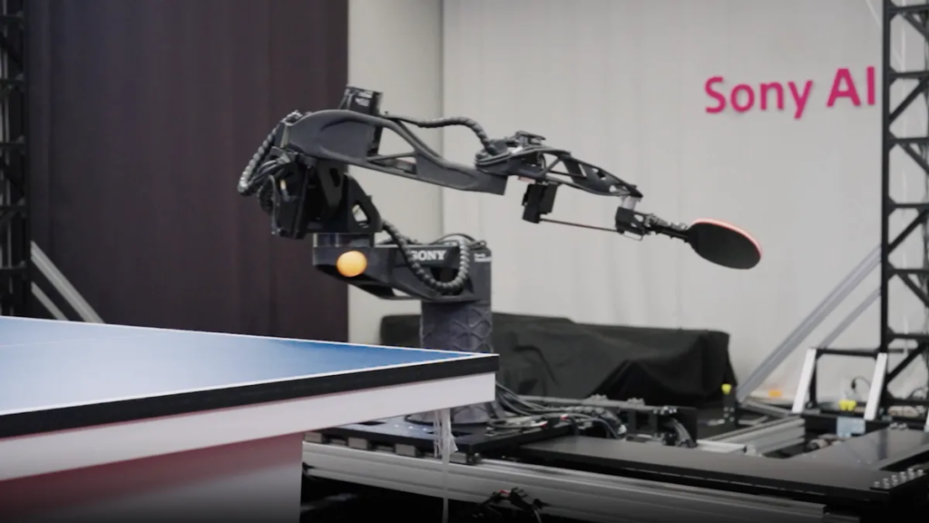 Sony’s New AI Robot Can Probably Beat You in Table Tennis A screenshot from Sony's video of a table tennis-playing AI robot