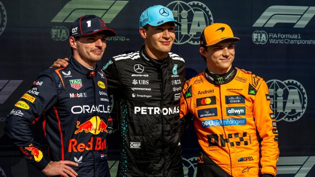 Canadian Grand Prix: How to Watch the Formula 1 Race Live on Netflix Three Formula 1 drivers pose for a picture.