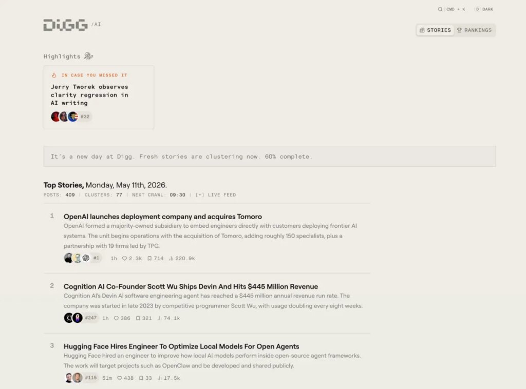 Digg tries again, this time as an AI news aggregator Digg tries again, this time as an AI news aggregator
