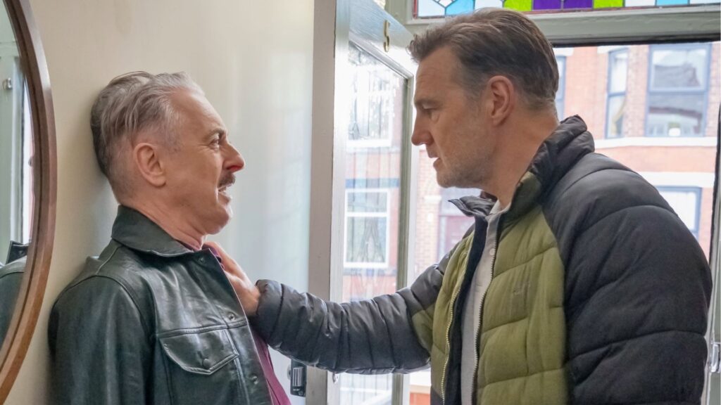 Emotional new Channel 4 drama Tip Toe is ‘Queer as Folk meets Years and Years’ as Russell T Davies warns shocking ending is ‘happening right now’ David Morrissey pushes Alan Cumming against a hallway wall