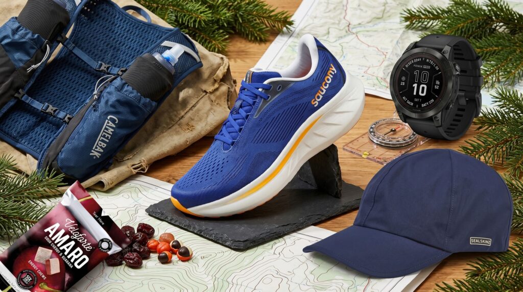I’m a running coach: this is my long run survival kit for all eventualities, from the best watches and vest to the ideal phone to carry Saucony, CamelBak, SealSkinz, Garmin watch on an adventure-themed background