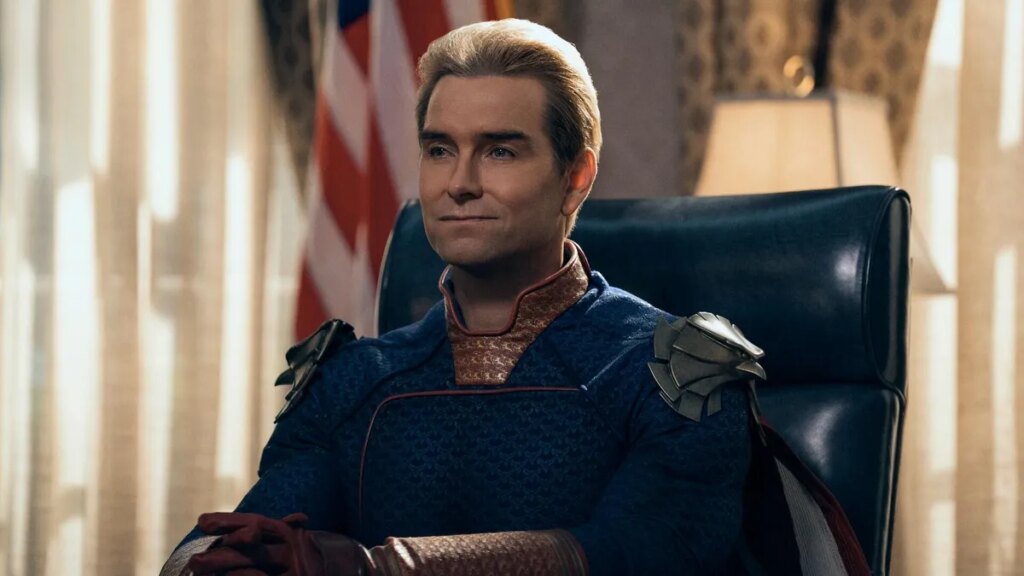 Prime Video: 23 of the Best Sci-Fi TV Shows You Need to Stream Right Now A blonde man in a superhero outfit sits at the desk in the Oval Office.
