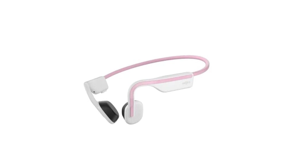 Score a 31% price drop on the SHOKZ OpenMove headphones SHOKZ OpenMove - Open-Ear Bluetooth Sport Headphones, Bone Conduction Wireless Earphones, Sweatproof for Running and Workouts, with Sticker Pack (Pink)