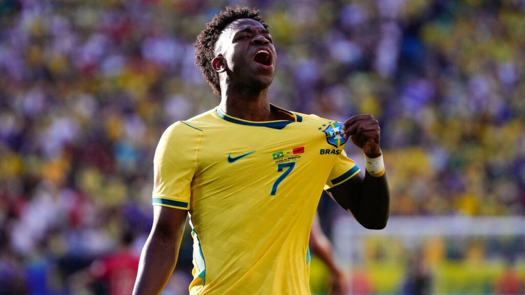 Brazil vs Haiti free live stream: How to watch World Cup 2026 Vinicius Jnr of Brazil celebrates scoring against Turkey at the World Cup 2026