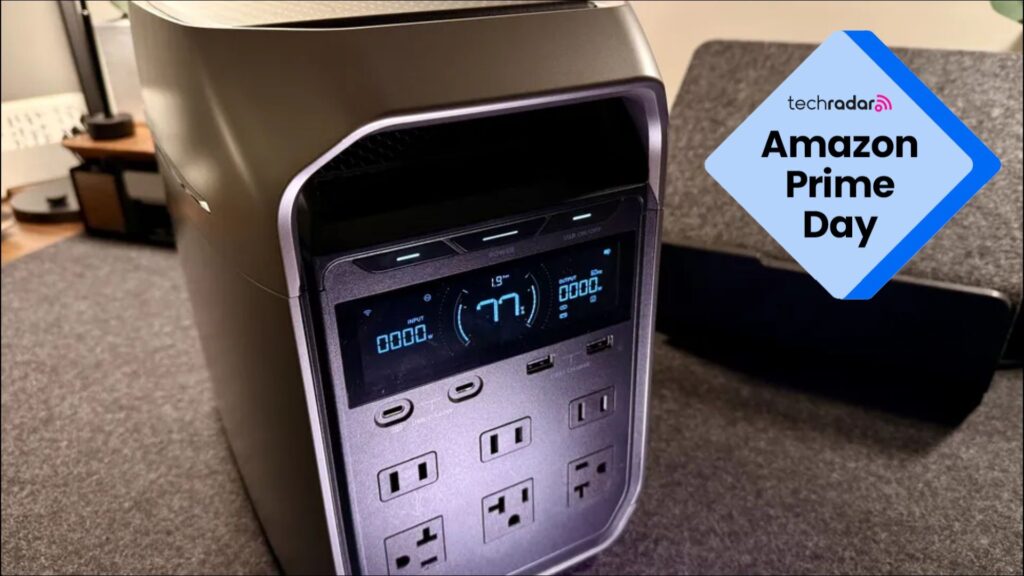 EcoFlow price-cuts our top portable power station for Prime Day The EcoFlow Delta 3 Plus under review in an office with a blue TechRadar badge that reads 'Amazon Prime Day'