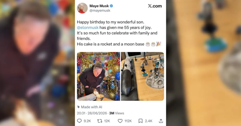 Elon Musk’s Mother Posts Happy Birthday Image for Him That, on Closer Inspection, Is Devastatingly Sad Elon Musk's Mother Posts Happy Birthday Image for Him That, on Closer Inspection, Is Devastatingly Sad