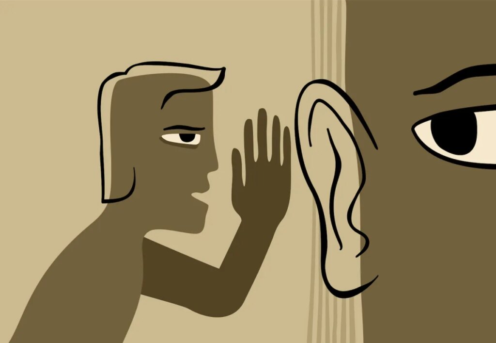 Founders share VC horror stories, and some are naming names Fake news - abstract drawn person whispers gossip in another persons ear. Vector illustration