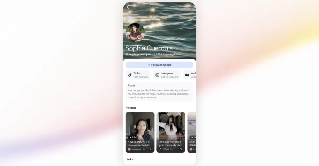 Google is letting social media stars customize their search result page