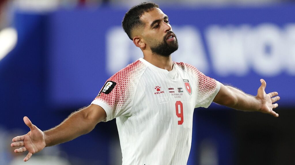 Jordan vs Algeria free live stream: How to watch World Cup 2026 Ali Olwan of Jordan celebrates scoring his team's first goal during the FIFA World Cup 2026 Group J match between Austria and Jordan at San Francisco Bay Area Stadium.