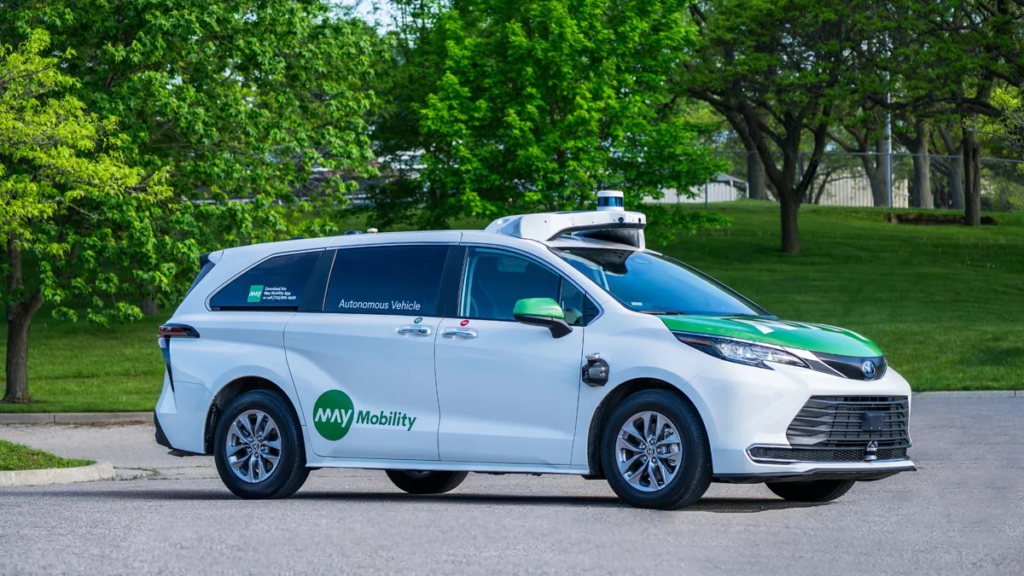 May Mobility Aims to Expand Robotaxi Operations Overseas Through New Partnership A white May Mobility van