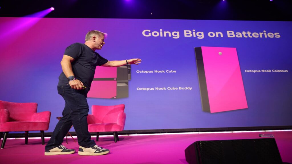 Octopus Energy Group Founder and CEO Greg Jackson introduces the Octopus 'Nook Cube' and Octopus 'Nook Colossus' at the company's Energy Tech Summit