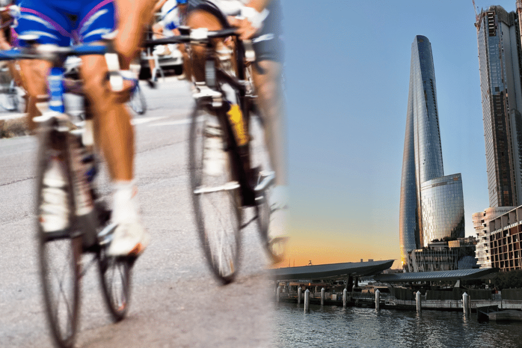SBS Tour de France gambling ad breached rules SBS Tour de France coverage and Crown Sydney casino resort image used in ACMA ruling on gambling advertising breach during live sport broadcast.