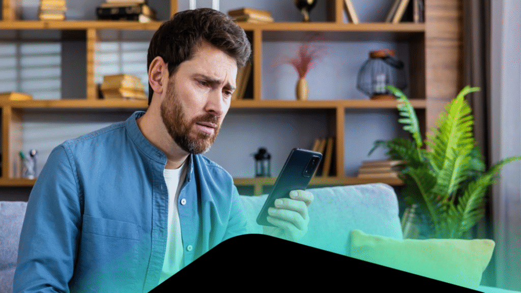 Scammers are using AI tools to fool victims into handing over cash in under five minutes Man looking at phone after being scammed by an AI tool