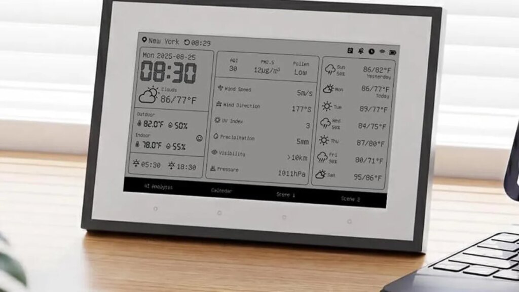 SwitchBot Launches the Most Complete Home Weather Station I’ve Seen SwitchBot's weather station on a desk by a laptop.