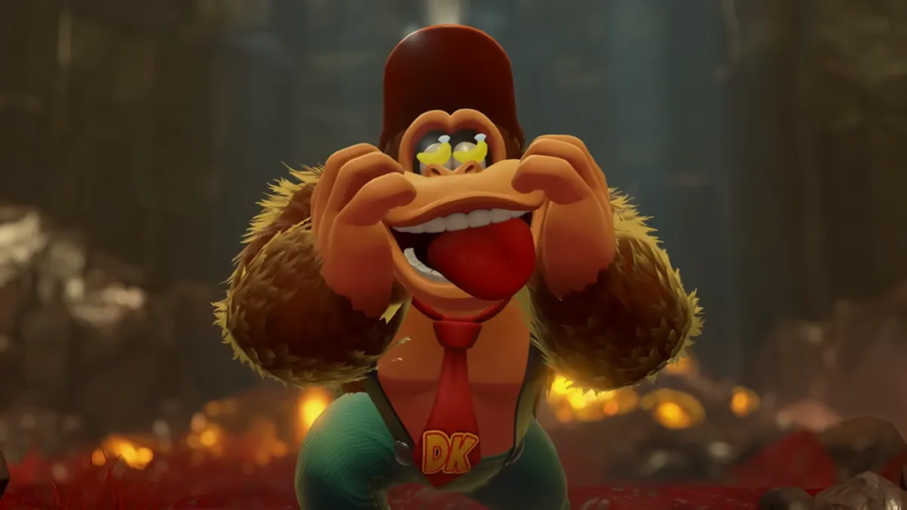 The Best Nintendo Switch 2 Games of 2026 In Donkey Kong Bananza, Donkey Kong salivates while thinking about bananas. His eyes gleam with banana icons.
