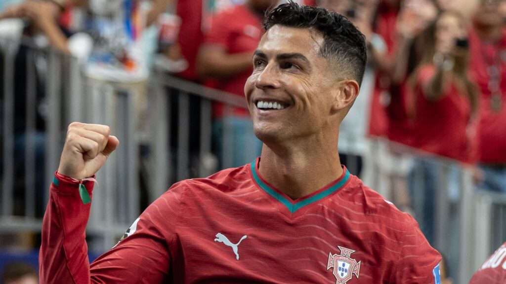 There’s a simple way to watch Colombia vs Portugal for *FREE* Cristiano Ronaldo celebrates a goal for Portugal against Uzbekistan at World Cup 2026