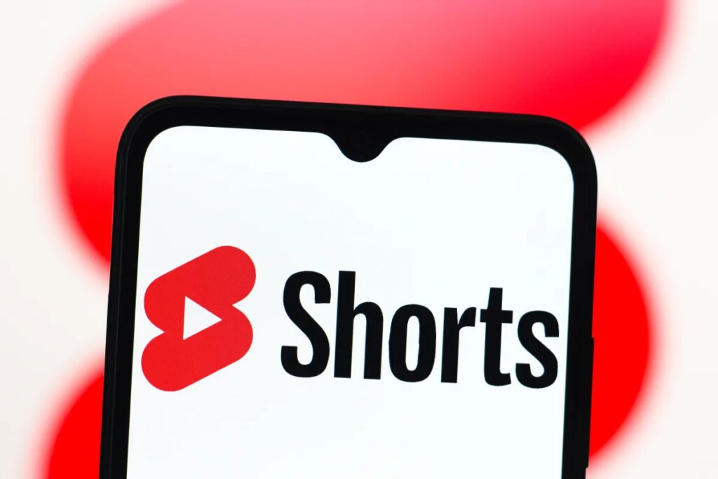 YouTube Shorts are getting even shorter with an update that lets you double the playback speed In this photo illustration, the YouTube Shorts logo is seen displayed on a smartphone screen.