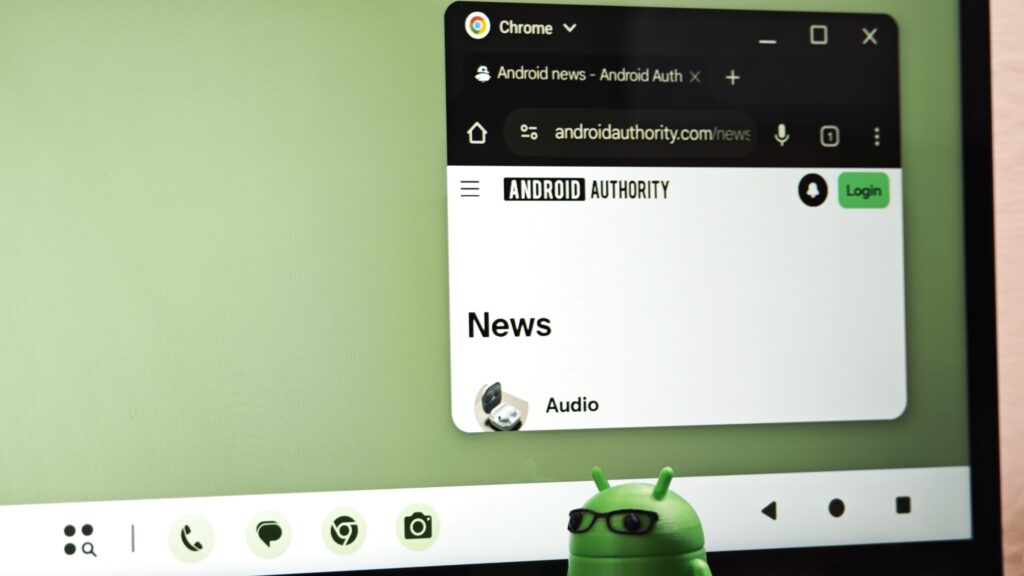 Taskbar on an Android tablet running Android 16