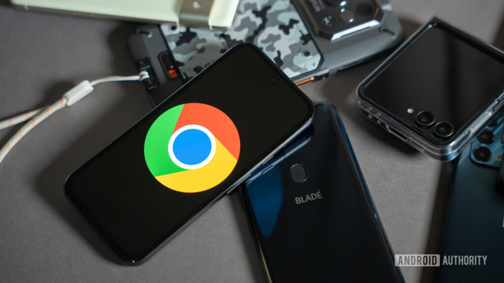 Chrome logo on phone stock photo 3