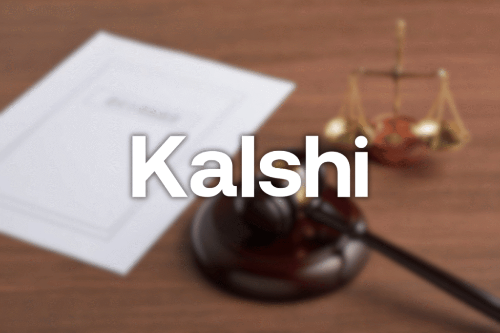 Kalshi legal challenges illustration with judge's gavel and scales of justice representing lawsuits, regulation, and prediction market news.