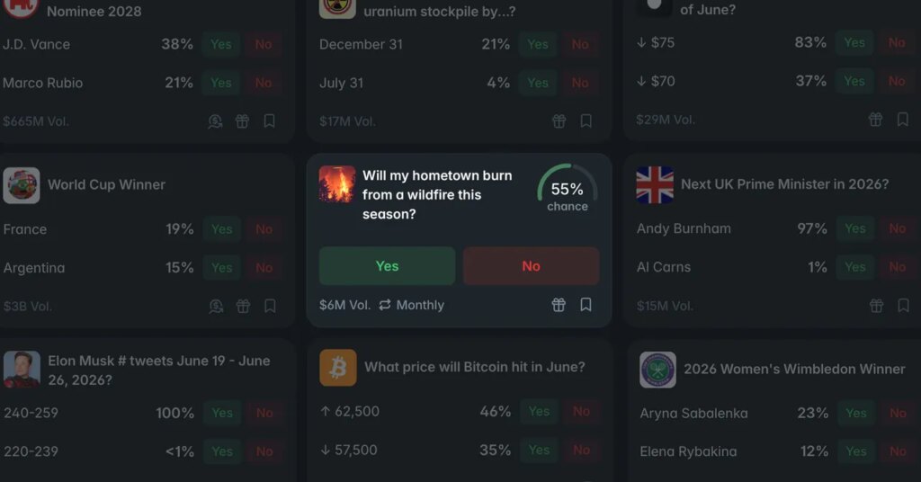 Prediction Markets Let You Bet on Whether a Wildfire Will Burn Down Your Town Prediction Markets Let You Bet on Whether a Wildfire Will Burn Down Your Town