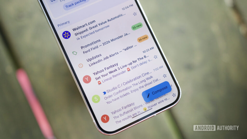 Use these 5 email alias services instead A close-up of the Gmail app, showing the inbox with no Meet tab.